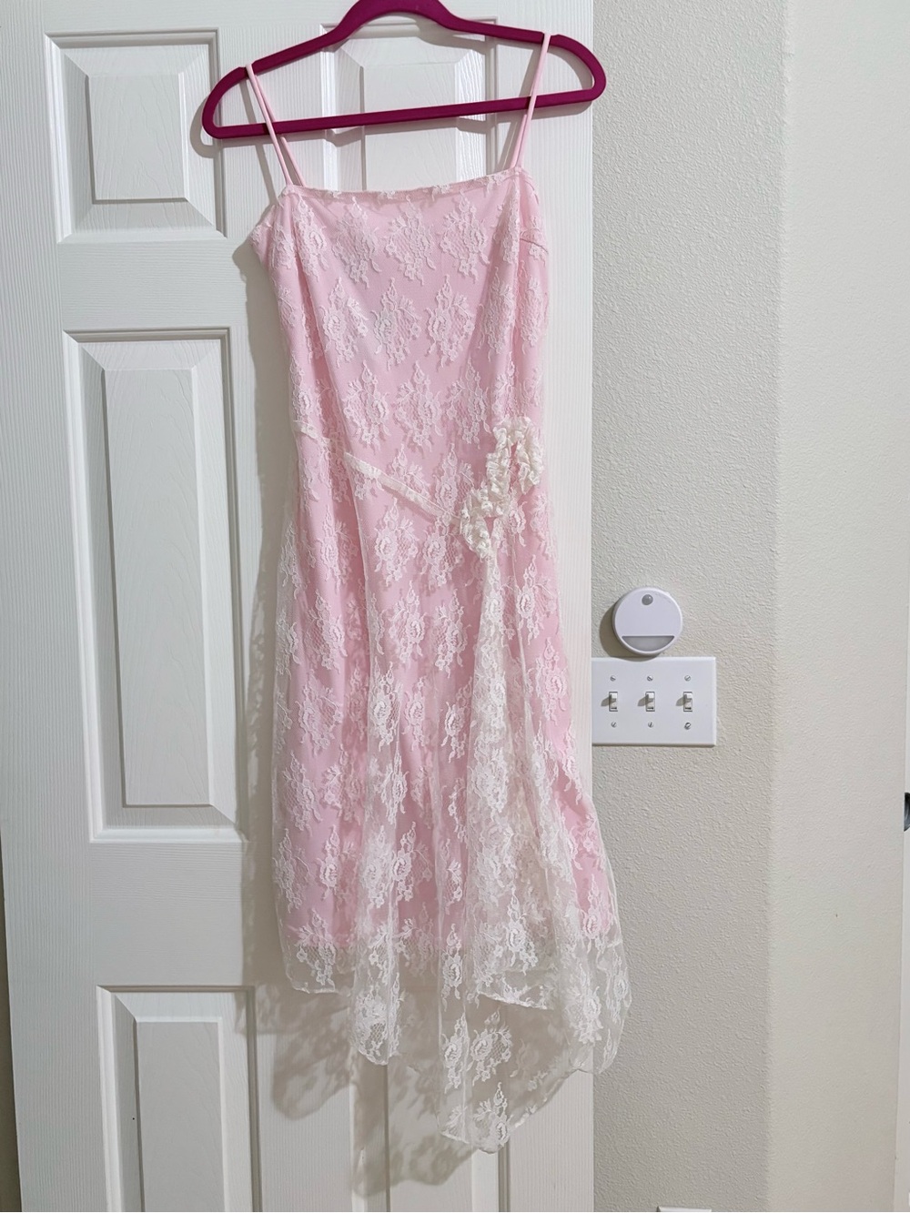 Vintage Jessica McClintock for Gunne Sax Soft Pink Dress with Lace Overlay.